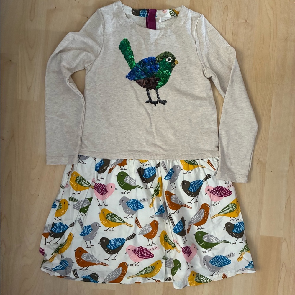 Boden Kids' Sequin Bird Dress Fall 9-10